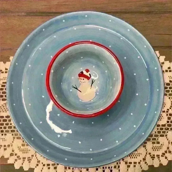 Counter Art Other - Counter Art Reversible Plate /Chip & Dip - Winter Snowman- perfect for Christmas